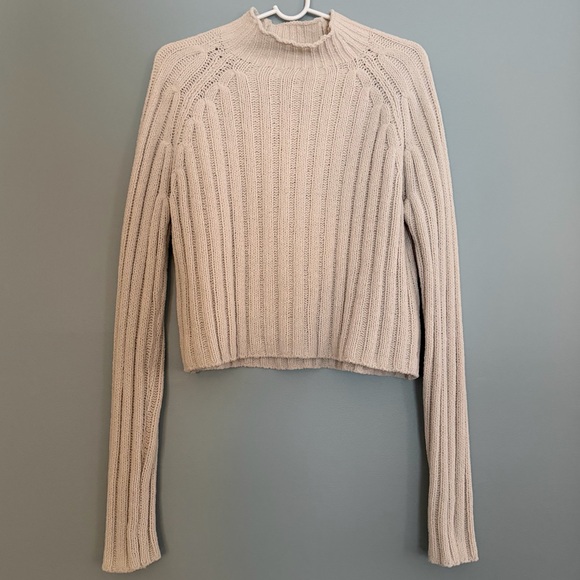 American Eagle Outfitters Sweaters - 🦅 American Eagle Super Soft Knit Long Sleeve Mock Neck Ivory Sweater